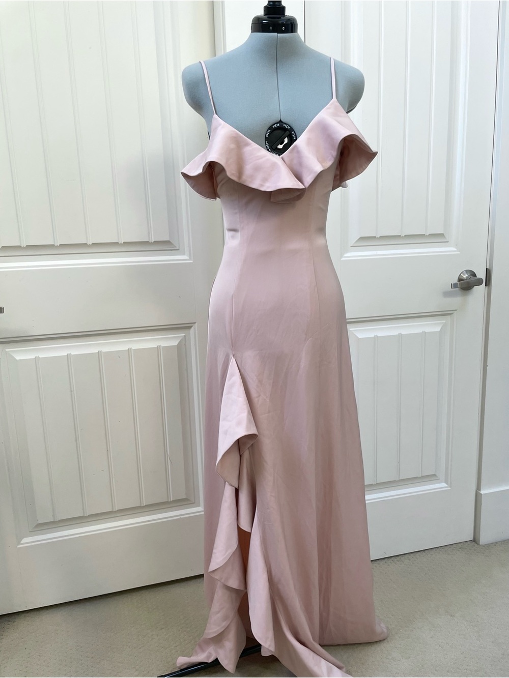 NBD Blush Pink Ruffle Slip Gown